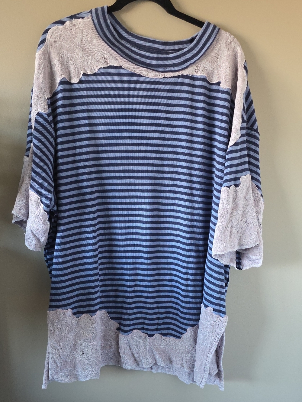 NWT Free People Striped & Lace Tee